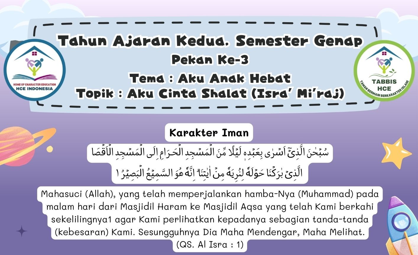 Terlindungi: IBBB Pekan 3 | Semester 4 – Aku Cinta Shalat (Isra’ Mi’raj)