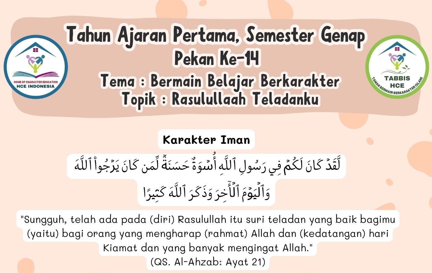 Terlindungi: IBBB Pekan 14 | Semester 2 – Rasulullaah Teladanku